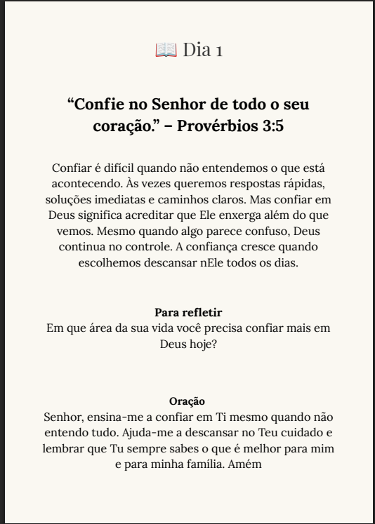 Página do Dia 1 do devocional 365 Dias com Cristo — Provérbios 3:5, reflexão e oração
